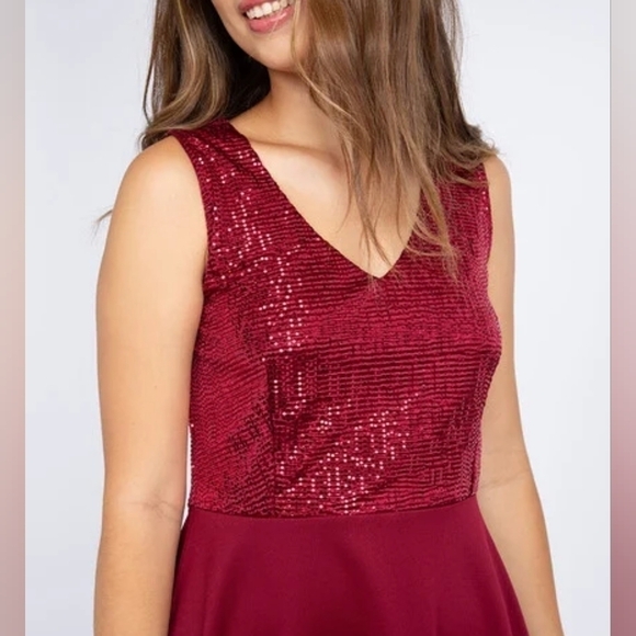 3X • Sloane & Sadie • Ruby Red Shimmery Top A-line Dress - Picture 3 of 5